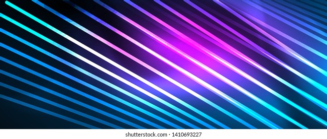 Neon blue glowing lines, magic energy space light concept, abstract background wallpaper design, vector illustration
