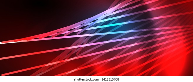 Neon blue glowing lines, magic energy space light concept, abstract background wallpaper design, vector illustration