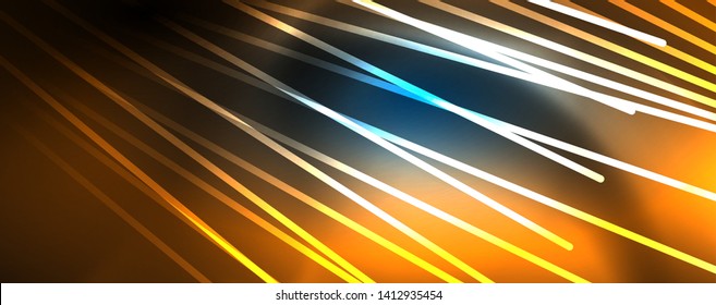 Neon azul linhas brilhantes, energia mágica espaço luz conceito, plano de fundo abstrato papel de parede design, ilustração vetorial