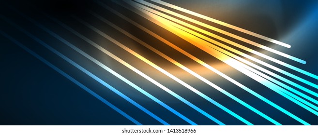 Neon-blaue leuchtende Linien, magisches Energieraum-Lichtkonzept, abstrakter Hintergrund, Tapete-Design, Vektorgrafik