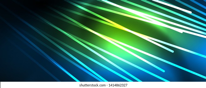 Neon blue glowing lines, magic energy space light concept, abstract background wallpaper design, vector illustration