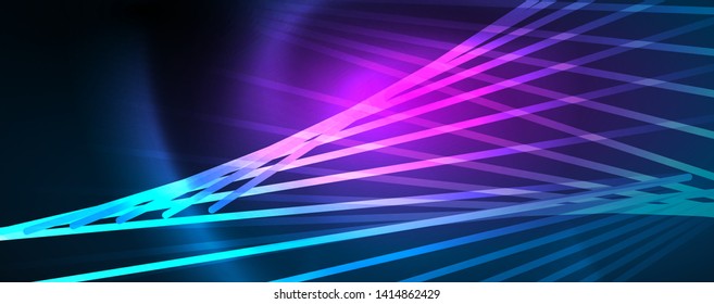 Neon-blaue leuchtende Linien, magisches Energieraum-Lichtkonzept, abstrakter Hintergrund, Tapete-Design, Vektorgrafik