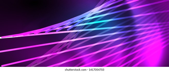 Neon blue glowing lines, magic energy space light concept, abstract background wallpaper design, vector illustration