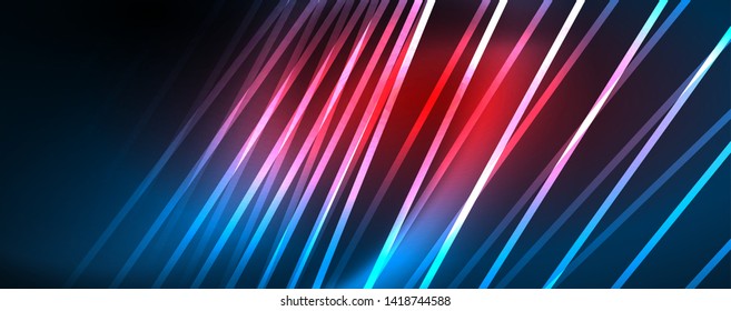 Neon blue glowing lines, magic energy space light concept, abstract background wallpaper design, vector illustration