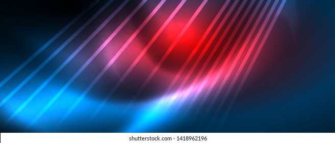 Neon blue glowing lines, magic energy space light concept, abstract background wallpaper design, vector illustration