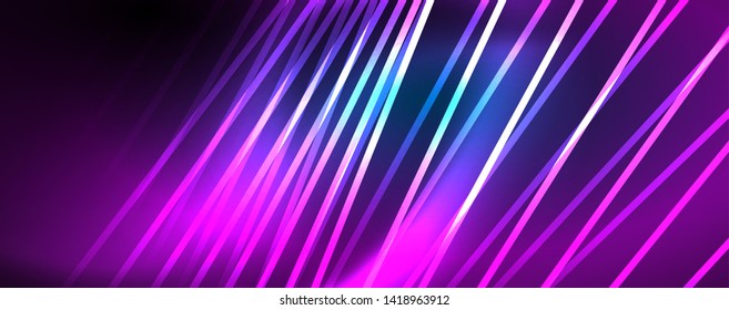 Neon-blaue leuchtende Linien, magisches Energieraum-Lichtkonzept, abstrakter Hintergrund, Tapete-Design, Vektorgrafik