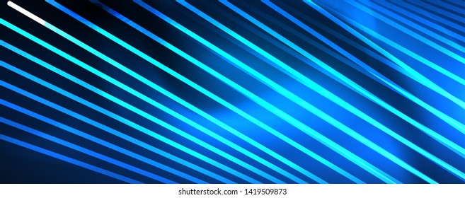 Neon-blaue leuchtende Linien, magisches Energieraum-Lichtkonzept, abstrakter Hintergrund, Tapete-Design, Vektorgrafik
