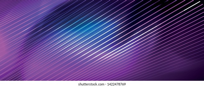 Líneas brillantes de color azul neón, concepto de luz espacial mágica, diseño de fondo abstracto de fondo de fondo, ilustración vectorial