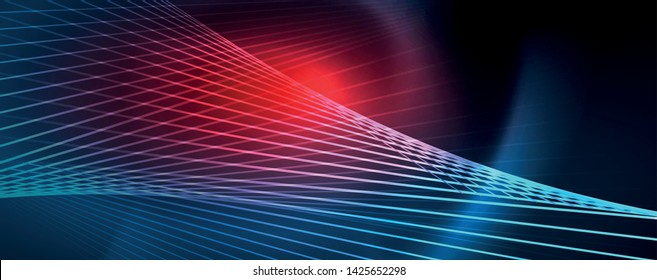 Neon blue glowing lines, magic energy space light concept, abstract background wallpaper design, vector illustration