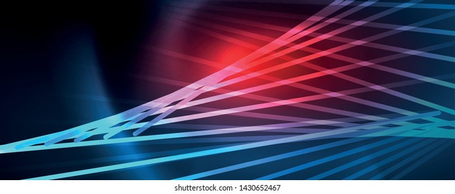 Neon blue glowing lines, magic energy space light concept, abstract background wallpaper design, vector illustration