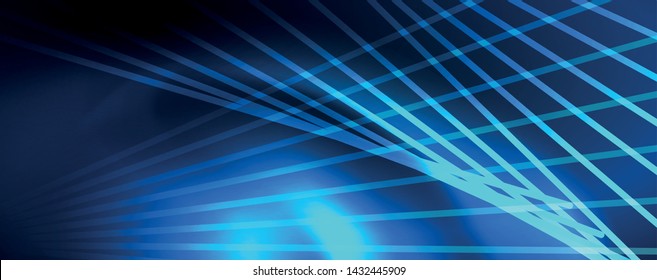 Neon-blaue leuchtende Linien, magisches Energieraum-Lichtkonzept, abstrakter Hintergrund, Tapete-Design, Vektorgrafik