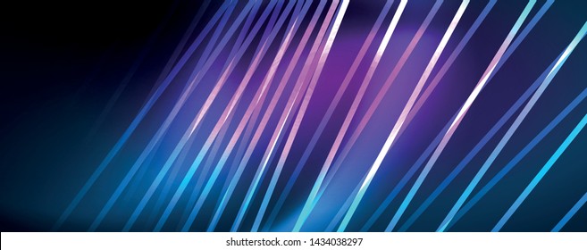 Neon blue glowing lines, magic energy space light concept, abstract background wallpaper design, vector illustration