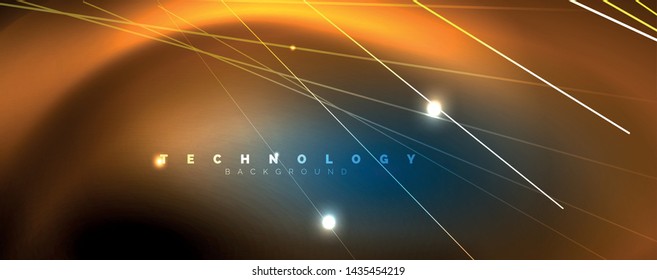Líneas brillantes de color azul neón, concepto de luz espacial mágica, diseño de fondo abstracto de fondo de fondo, ilustración vectorial