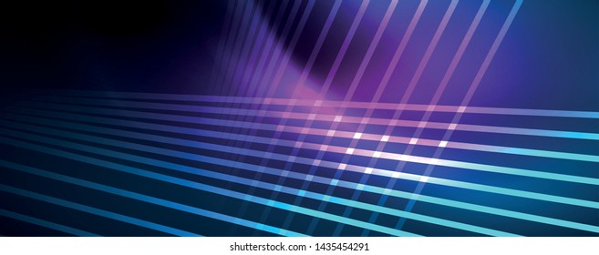 Líneas brillantes de color azul neón, concepto de luz espacial mágica, diseño de fondo abstracto de fondo de fondo, ilustración vectorial