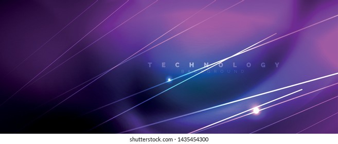 Neon blue glowing lines, magic energy space light concept, abstract background wallpaper design, vector illustration