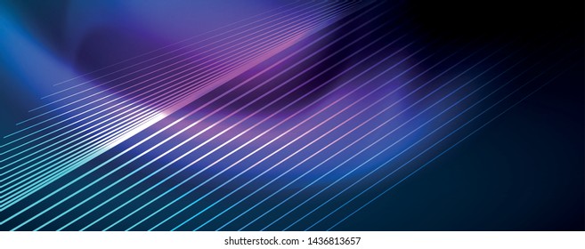 Neon blue glowing lines, magic energy space light concept, abstract background wallpaper design, vector illustration