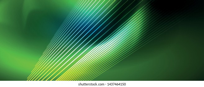 Neon blue glowing lines, magic energy space light concept, abstract background wallpaper design, vector illustration