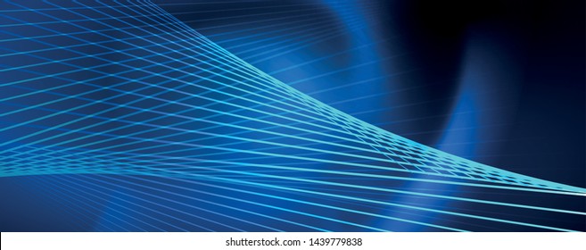 Líneas brillantes de color azul neón, concepto de luz espacial mágica, diseño de fondo abstracto de fondo de fondo, ilustración vectorial