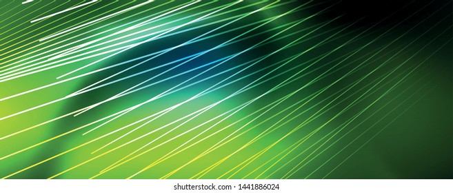 Neon blue glowing lines, magic energy space light concept, abstract background wallpaper design, vector illustration