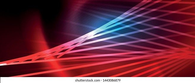 Líneas brillantes de color azul neón, concepto de luz espacial mágica, diseño de fondo abstracto de fondo de fondo, ilustración vectorial
