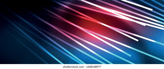 Neon blue glowing lines, magic energy space light concept, abstract background wallpaper design, vector illustration