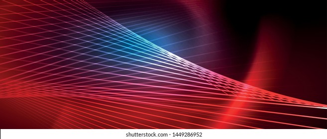 Neon blue glowing lines, magic energy space light concept, abstract background wallpaper design, vector illustration