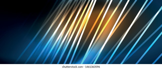 Neon blue glowing lines, magic energy space light concept, abstract background wallpaper design, vector illustration