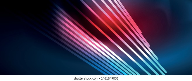 Neon blue glowing lines, magic energy space light concept, abstract background wallpaper design, vector illustration