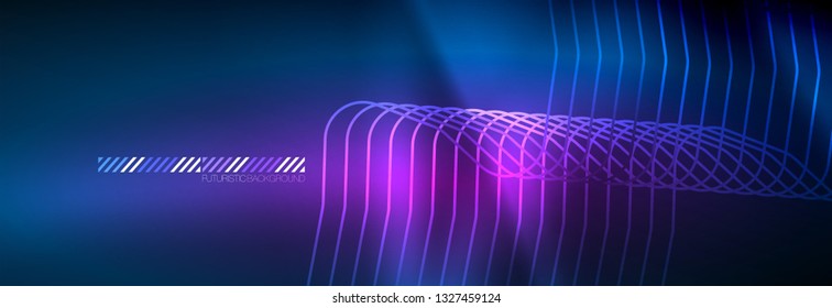 Neon blue glowing techno lines, hi-tech futuristic abstract background template with square shapes