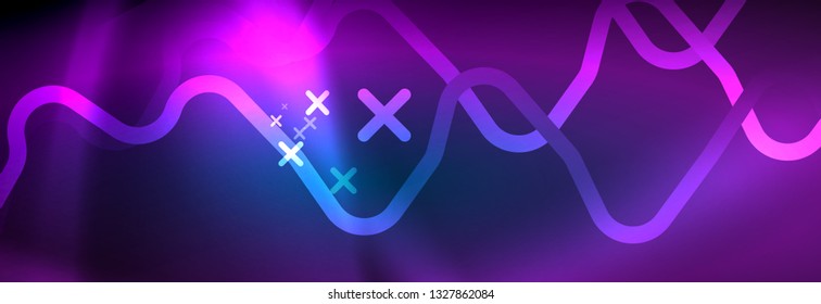 Neon blue glowing techno lines, hi-tech futuristic abstract background template with square shapes
