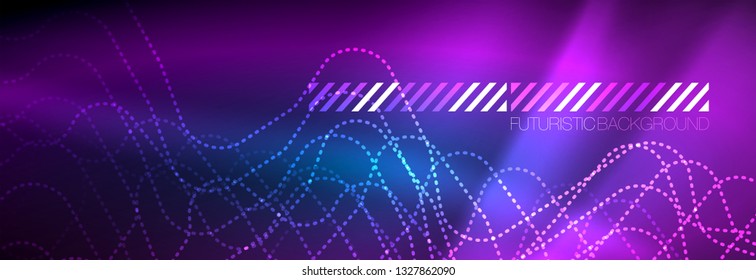Líneas tecno brillantes de color azul neón, plantilla de fondo abstracto de alta tecnología futurista con formas cuadradas
