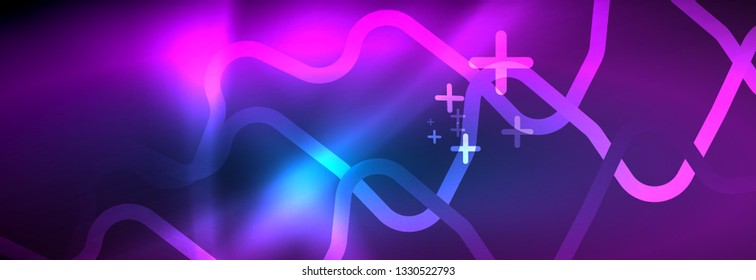Neonblaue leuchtende Techno-Linien, futuristisch-abstrakte High-Tech-Hintergrundvorlage mit quadratischen Formen