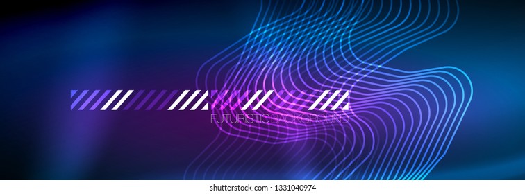 Neon blue glowing techno lines, hi-tech futuristic abstract background template with square shapes