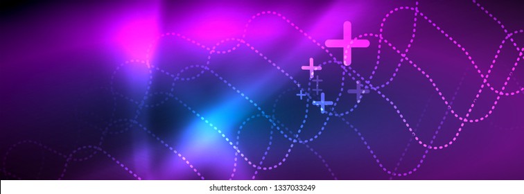 Neon blue glowing techno lines, hi-tech futuristic abstract background template with square shapes