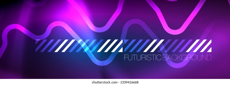 Neon blue glowing techno lines, hi-tech futuristic abstract background template with square shapes
