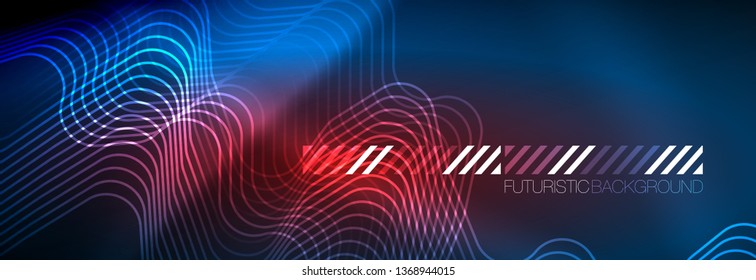 Neon blue glowing techno lines, hi-tech futuristic abstract background template with square shapes