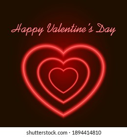 neon blue heart on Valentine day on black background