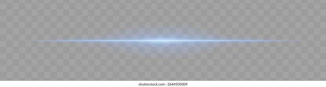 Neon blue horizontal light beam with soft edges and glowing aura on transparent background. A sleek energy pulse perfect for sci-fi UIs, HUDs, or digital light transitions.