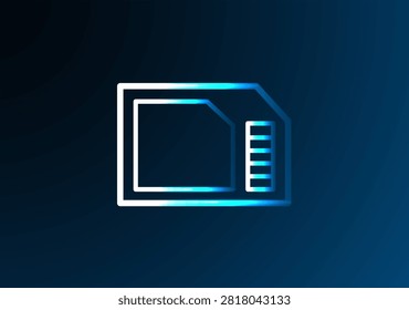 Neon blue icon of a memory card.