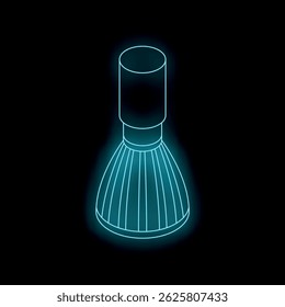Neon blue light bulb shining in the dark, concept of idea, solution, imagination