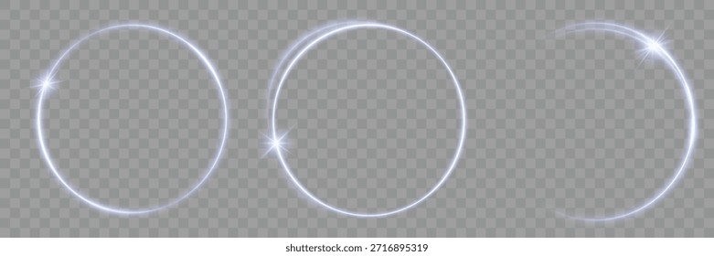Neonblaues Licht geometrische Form Kreis. Abstrakter heller Neonhintergrund. Blauer glühender Zauberring. Leuchtkreis. Neon realistische Energie Fackel Halo Ring. Weltraumtunnel. Blauer glänzender Glitter. Abstrakt