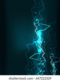 Neon blue lightning vector background template
