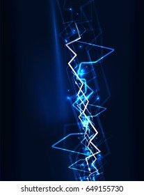 Neon blue lightning vector background template