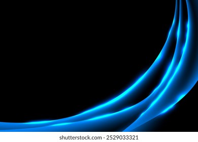 Neon Blue Lights Line On Black Background. Vector Illustration. Wallpaper