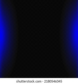 Neon blue lines and flares on a transparent background. Vector illustration