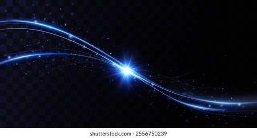 
Neon blue lines of speed and fast wind. The effect of moving at the speed of light.