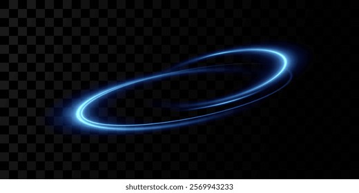 Neon blue magic circle. Futuristic light circle for background. Light frame. Vector. Magic portal.