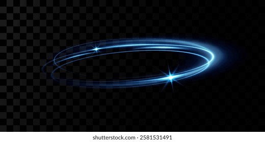 Neon blue magic circle. Futuristic light circle for background. Light frame. Vector. Magic portal.