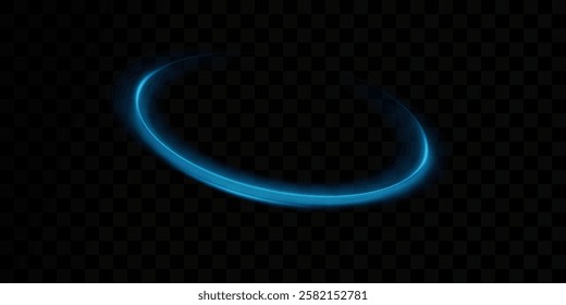 Neon blue magic circle. Futuristic light circle for background. Light frame. Vector. Magic portal.