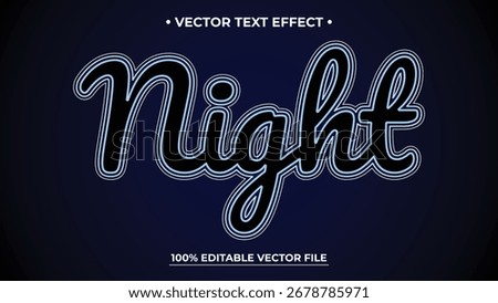 Neon Blue Night Text Effect Design Template